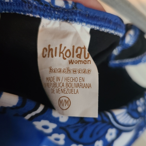 Chikolat beachwear blue paisley one piece swimsuit - Picture 2 of 3